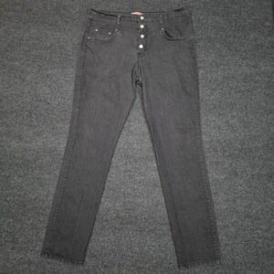 Judy‎ Blue Women 1XL Black Skinny Stretch Button Fly Dark Wash Denim Pants